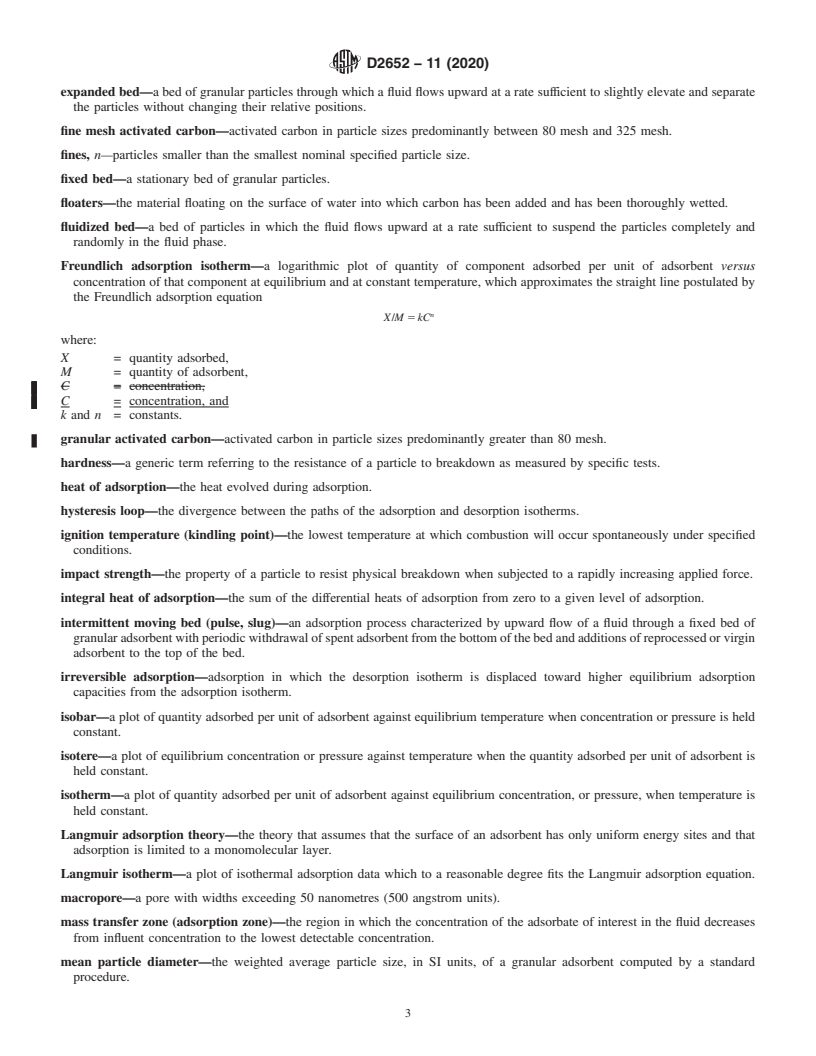 REDLINE ASTM D2652-11(2020) - Standard Terminology Relating to  Activated Carbon