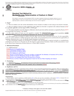 ASTM D2791-19 REDLINE ASTM D2791-19 - Standard Test Method for On-Line Determination of Sodium in Water - Page 1 preview
