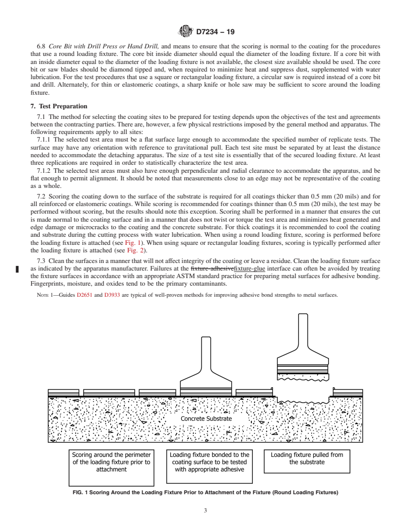 REDLINE ASTM D7234-19 - Standard Test Method for  Pull-Off Adhesion Strength of Coatings on Concrete Using Portable  Pull-Off     Adhesion Testers