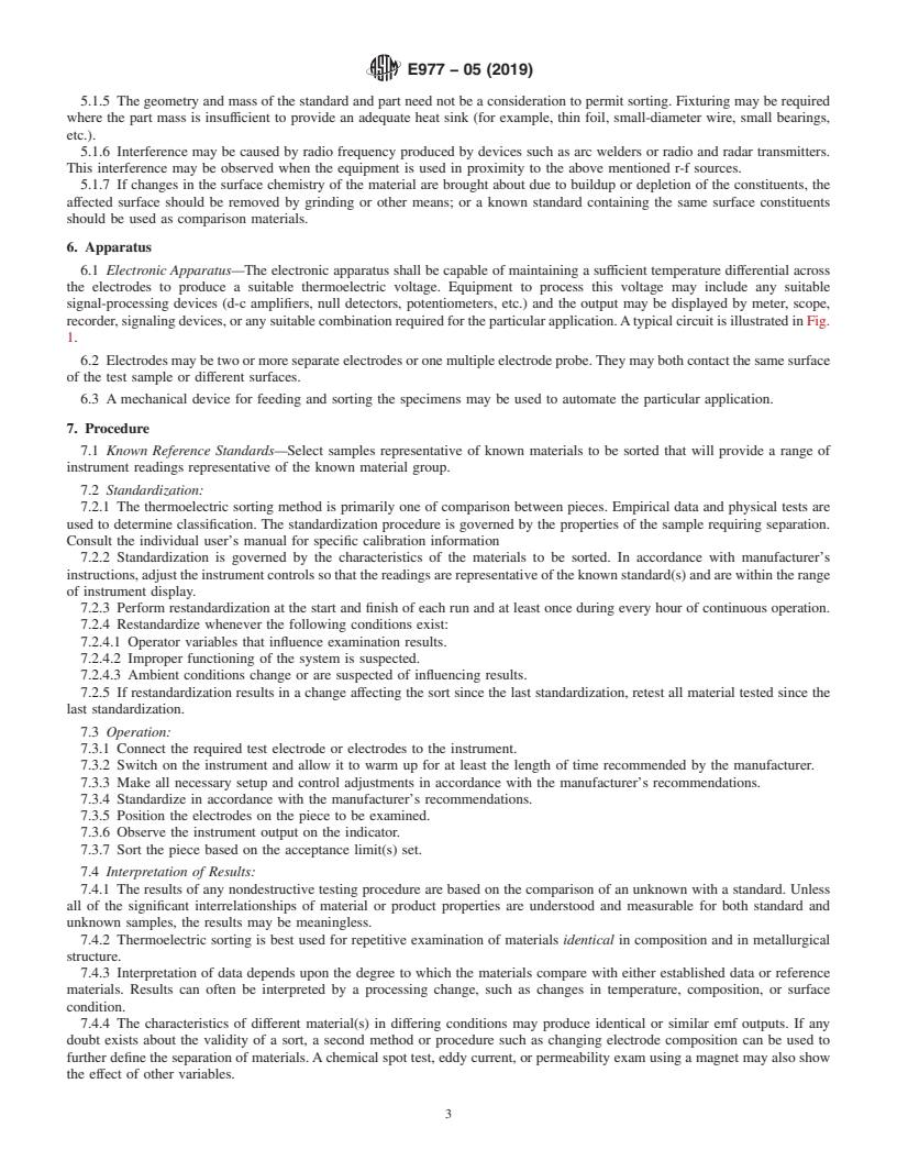 REDLINE ASTM E977-05(2019) - Standard Practice for  Thermoelectric Sorting of Electrically Conductive Materials