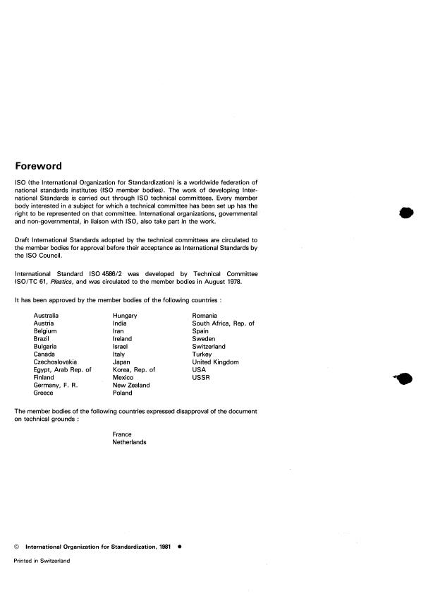 ISO 4586-2:1981 ISO 4586-2:1981 - Plastics -- Decorative laminated sheets based on thermosetting resins - Page 2 preview