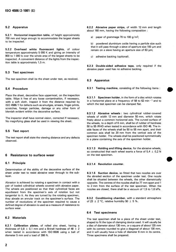 ISO 4586-2:1981 ISO 4586-2:1981 - Plastics -- Decorative laminated sheets based on thermosetting resins - Page 4 preview