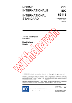IEC 62115:2003 - Electric toys - Safety
Released:1/17/2003
Isbn:2831884160 - Page 3 preview