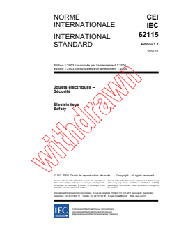 IEC 62115:2003+AMD1:2004 CSV - Electric toys - Safety
Released:11/2/2004
Isbn:2831884721 - Page 3 preview
