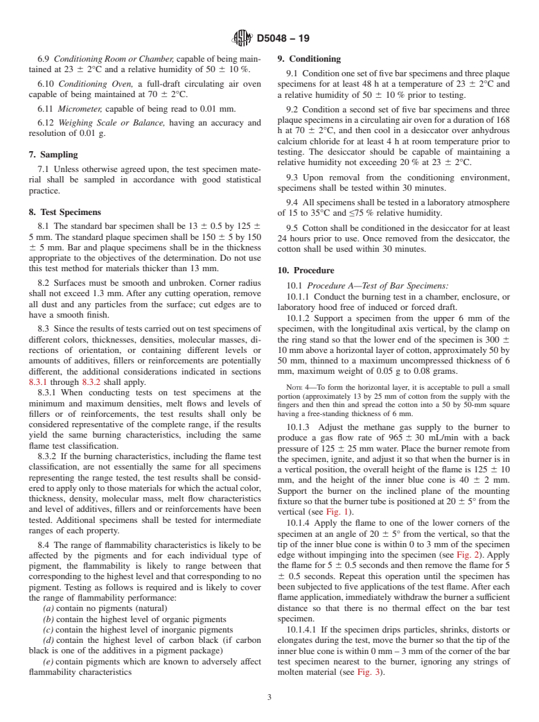 ASTM D5048-19 - Standard Test Method for Measuring the Comparative Burning Characteristics and Resistance  to Burn-Through of Solid Plastics Using a 125-mm Flame