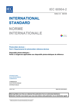 IEC 60904-2:2023 - Photovoltaic devices - Part 2: Requirements for photovoltaic reference devices
Released:6/19/2023
Isbn:9782832269480 - Page 3 preview