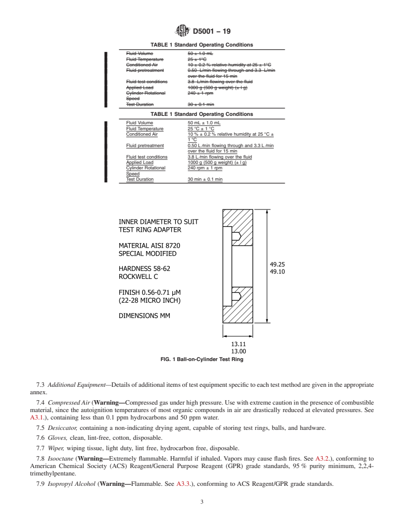 REDLINE ASTM D5001-19 - Standard Test Method for  Measurement of Lubricity of Aviation Turbine Fuels by the Ball-on-Cylinder   Lubricity Evaluator (BOCLE)