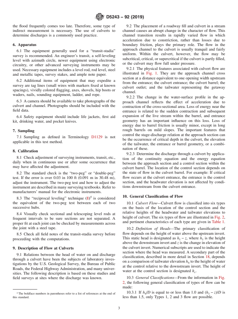 ASTM D5243-92(2019) - Standard Test Method for Open-Channel Flow Measurement of Water Indirectly at Culverts