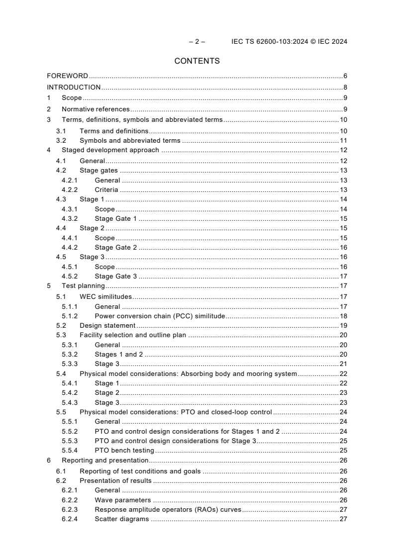 IEC TS 62600-103:2024 IEC TS 62600-103:2024 - Marine energy - Wave, tidal and other water current converters - Part 103: Guidelines for the early stage development of wave energy converters - Best practices and recommended procedures for the testing of pre-prototype devices
Released:7/3/2024
Isbn:9782832289631 - Page 4 preview