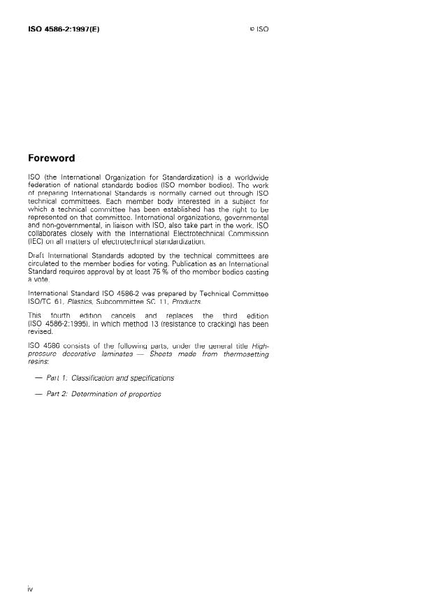 ISO 4586-2:1997 ISO 4586-2:1997 - High-pressure decorative laminates -- Sheets made from thermosetting resins - Page 4 preview