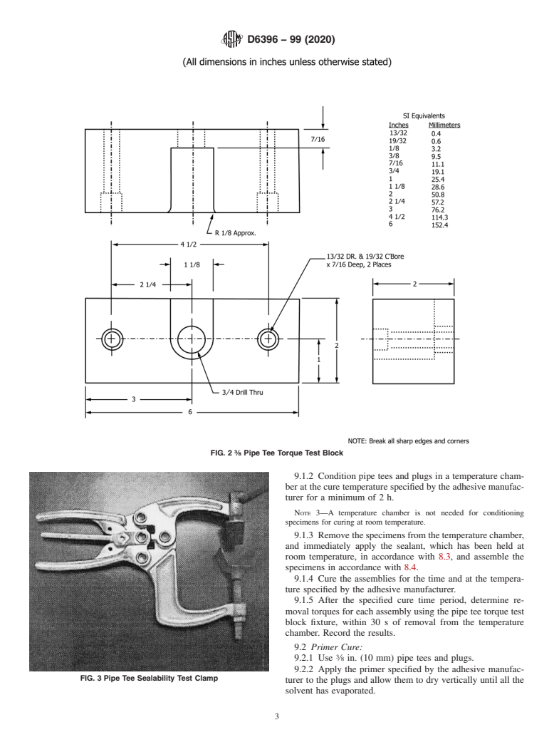 ASTM D6396-99(2020) - Standard Test Method for  Testing of Pipe Thread Sealants on Pipe Tees