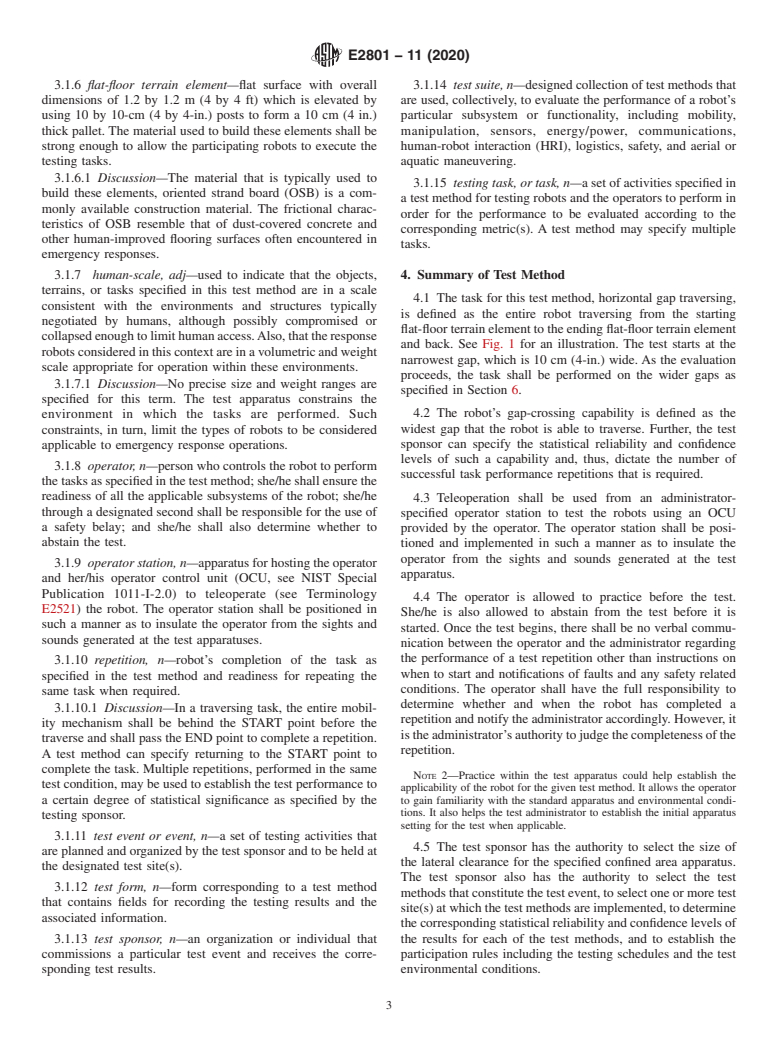 ASTM E2801-11(2020) - Standard Test Method for  Evaluating Emergency Response Robot Capabilities: Mobility:  Confined Area Obstacles: Gaps