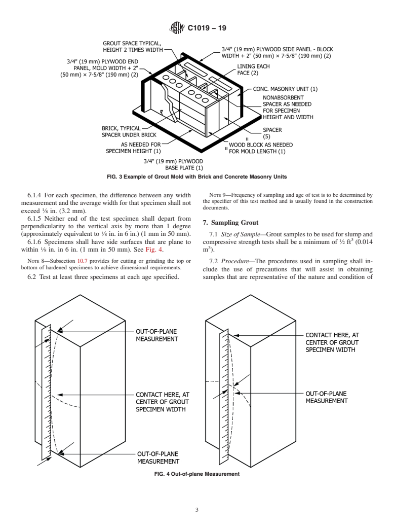 ASTM C1019-19 - Standard Test Method for Sampling and Testing Grout for Masonry