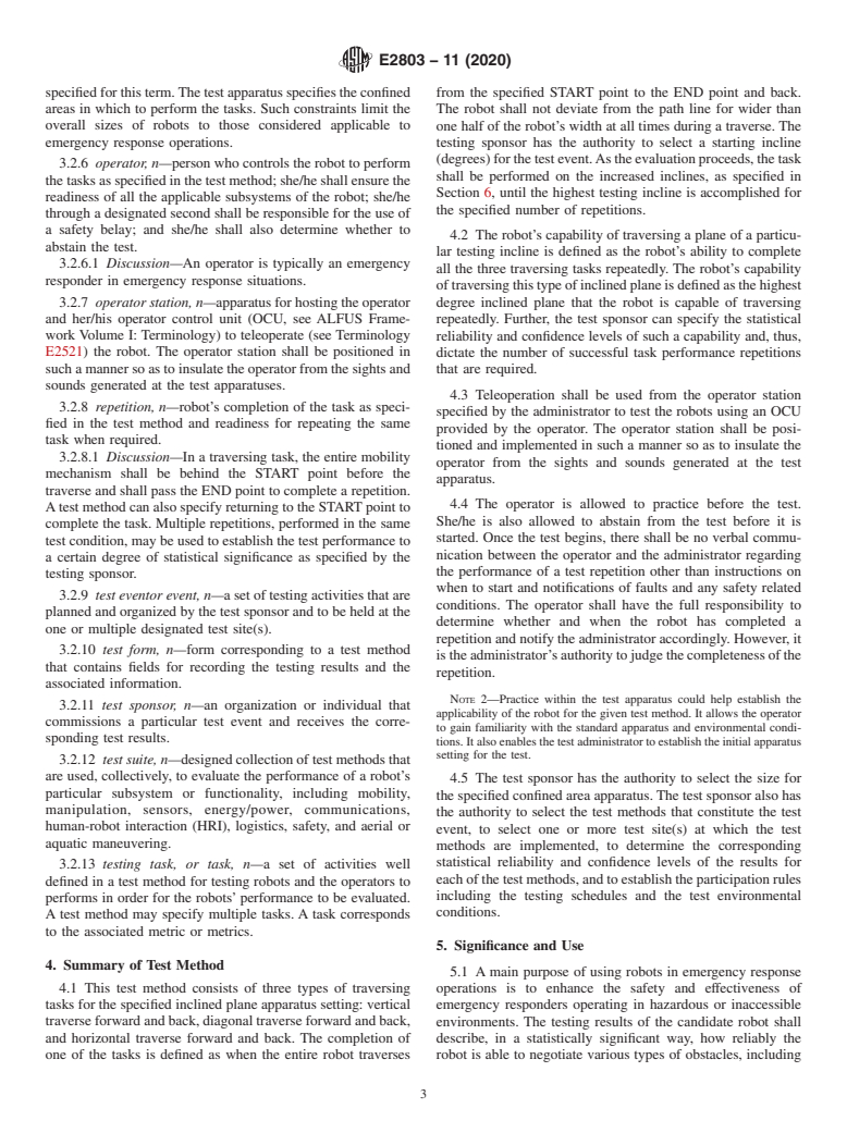 ASTM E2803-11(2020) - Standard Test Method for  Evaluating Emergency Response Robot Capabilities: Mobility:  Confined Area Obstacles: Inclined Planes