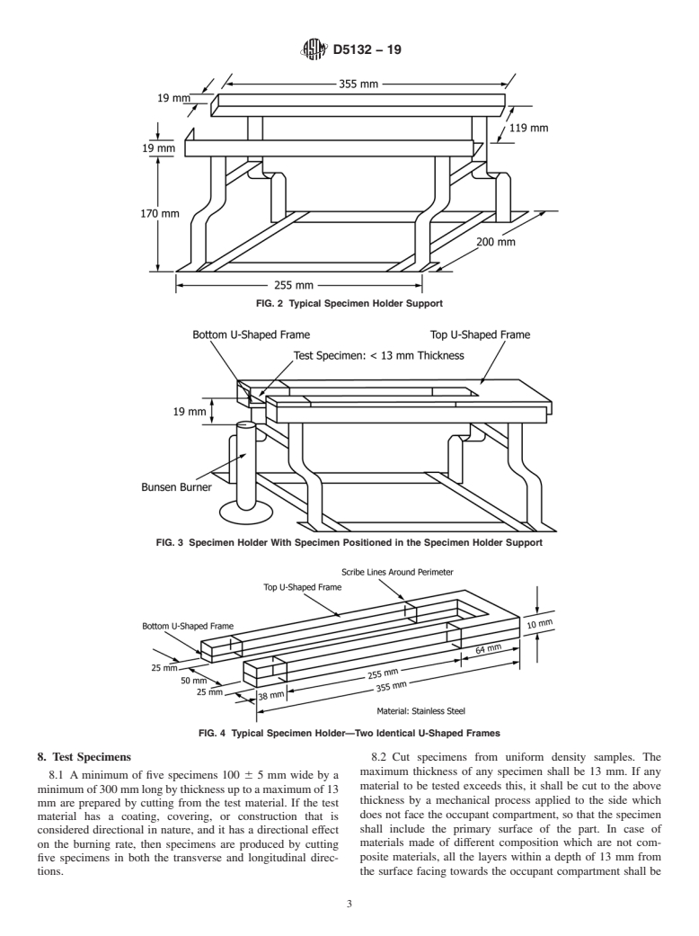 ASTM D5132-19 - Standard Test Method for  Horizontal Burning Rate of Polymeric Materials Used in Occupant  Compartments of Motor Vehicles