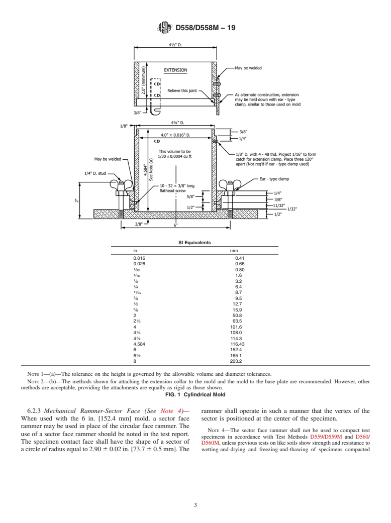 ASTM D558/D558M-19 - Standard Test Methods for  Moisture-Density (Unit Weight) Relations of Soil-Cement Mixtures