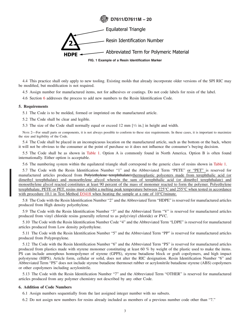 ASTM D7611/D7611M-20 - Standard Practice for Coding Plastic ...