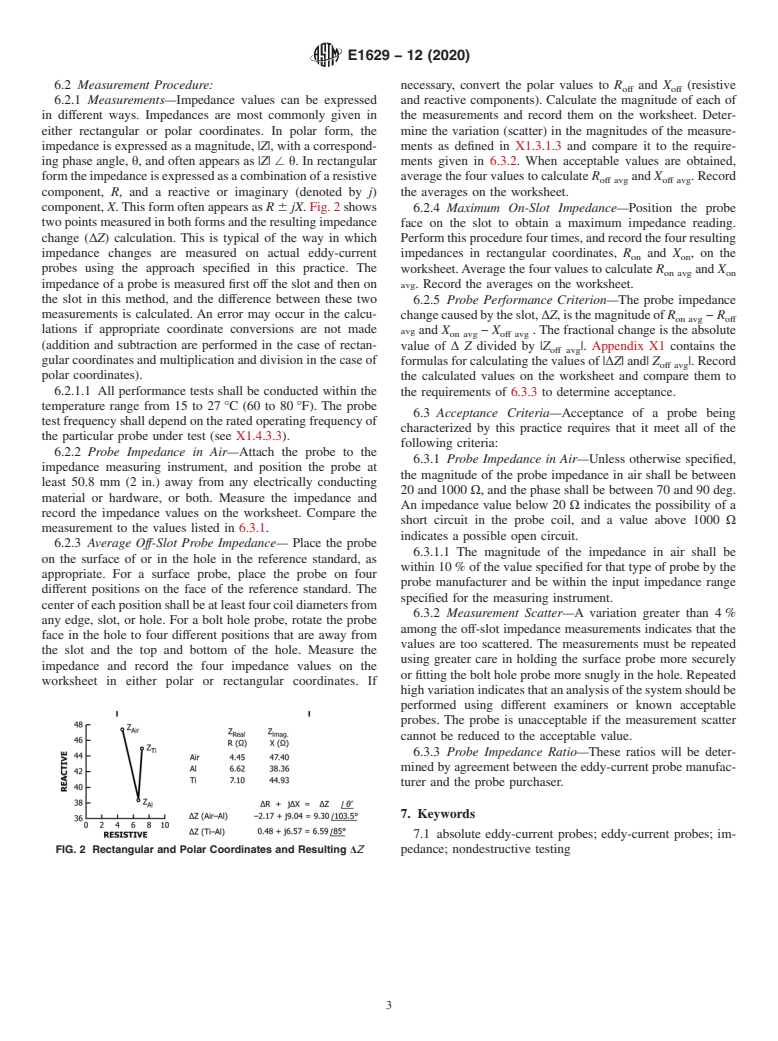 ASTM E1629-12(2020) - Standard Practice for  Determining the Impedance of Absolute Eddy-Current Probes