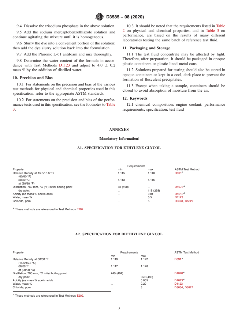 ASTM D3585-08(2020) - Standard Specification for ASTM Reference Fluid for Coolant Tests