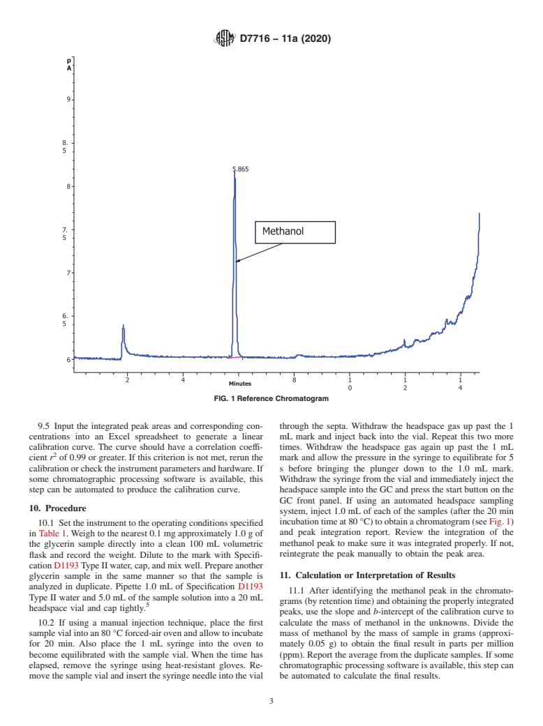 ASTM D7716-11a(2020) - Standard Test Method for Determination of Residual Methanol in Glycerin by Gas Chromatography