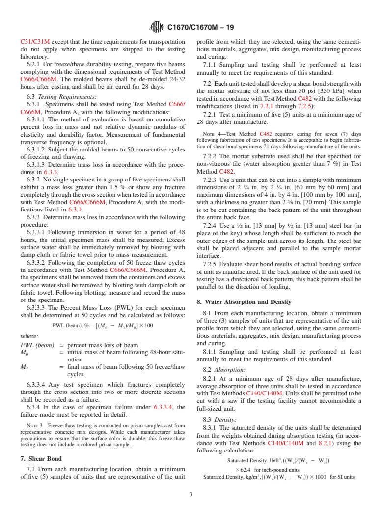 ASTM C1670/C1670M-19 - Standard Specification for Adhered Manufactured Stone Masonry Veneer Units