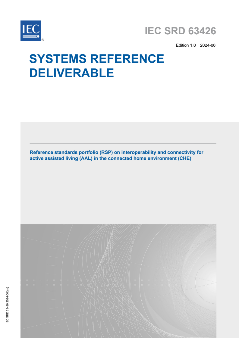 IEC SRD 63426:2024 - Reference standards portfolio (RSP) on interoperability and connectivity for active assisted living (AAL) in the connected home environment (CHE)
Released:6/28/2024
Isbn:9782832291924