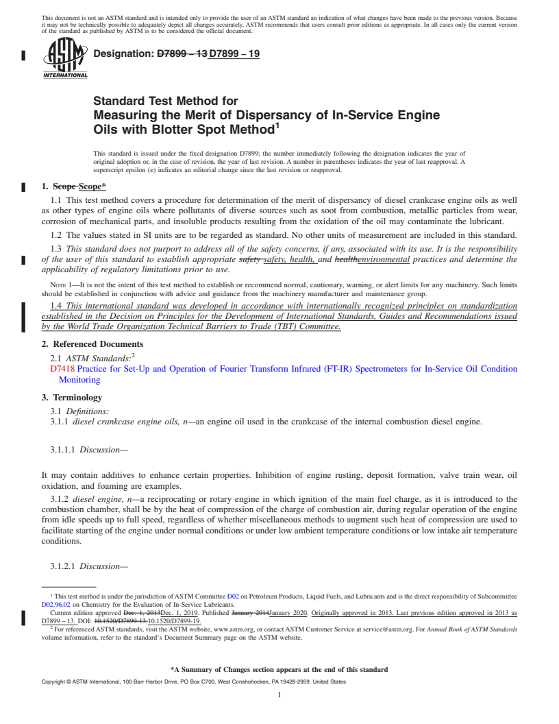 REDLINE ASTM D7899-19 - Standard Test Method for Measuring the Merit of Dispersancy of In-Service Engine Oils  with Blotter Spot Method