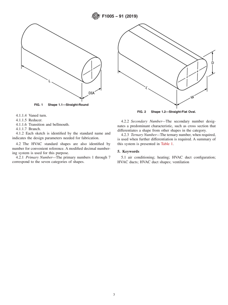 ASTM F1005-91(2019) - Standard Practice for  HVAC Duct Shapes; Identification and Description of Design  Configuration