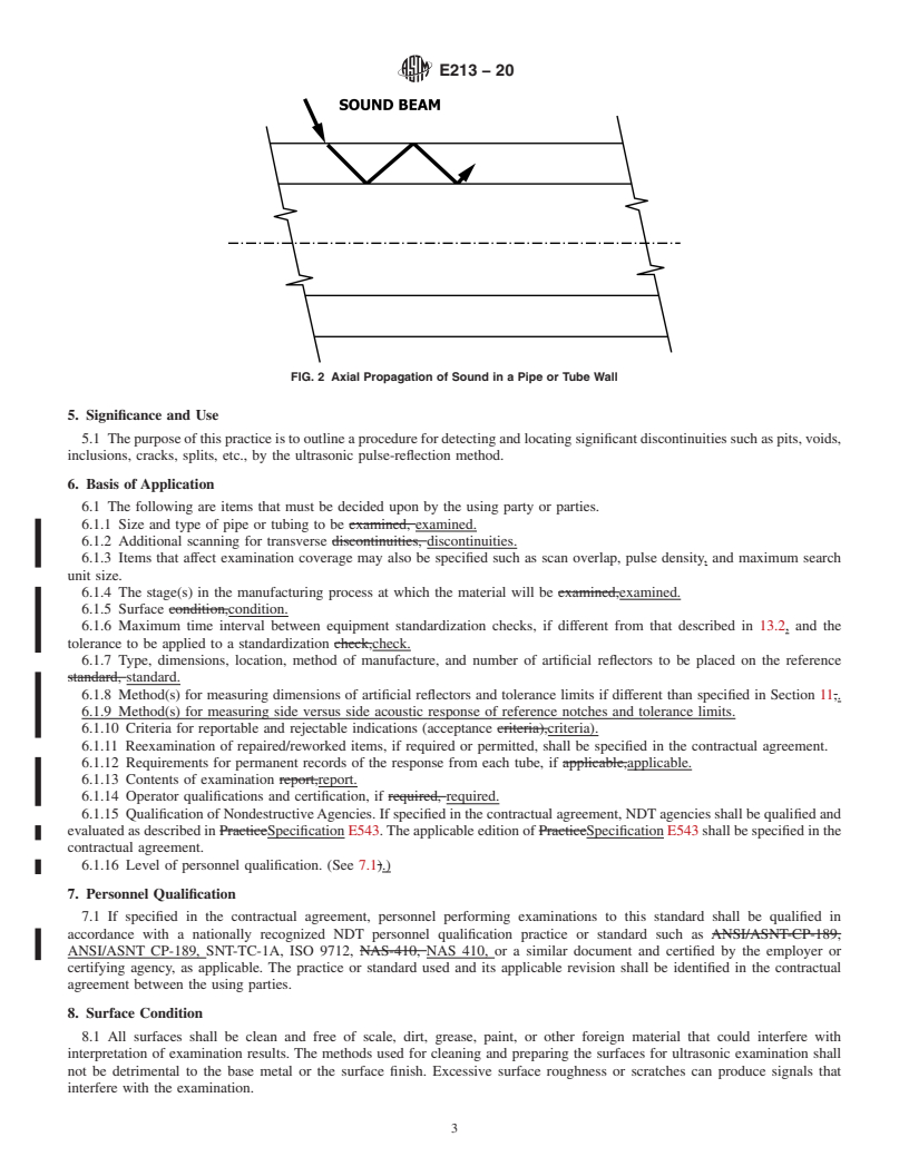 REDLINE ASTM E213-20 - Standard Practice for  Ultrasonic Testing of Metal Pipe and Tubing