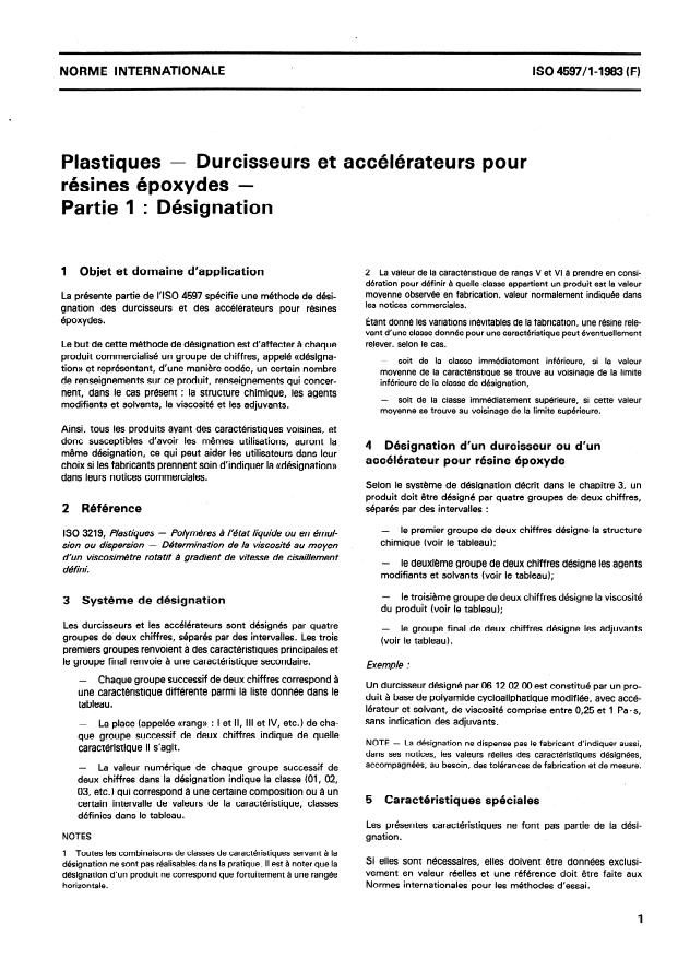 ISO 4597-1:1983 - Plastiques -- Durcisseurs et accélérateurs pour résines époxydes