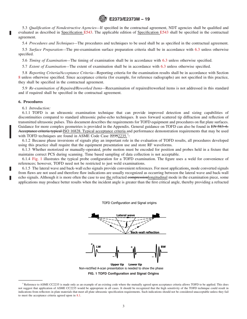 REDLINE ASTM E2373/E2373M-19 - Standard Practice for  Use of the Ultrasonic Time of Flight Diffraction (TOFD) Technique