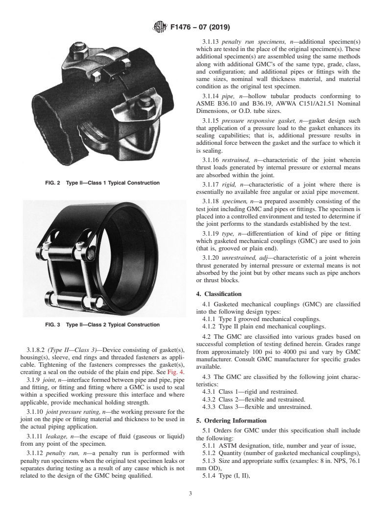 ASTM F1476-07(2019) - Standard Specification for  Performance of Gasketed Mechanical Couplings for Use in Piping  Applications