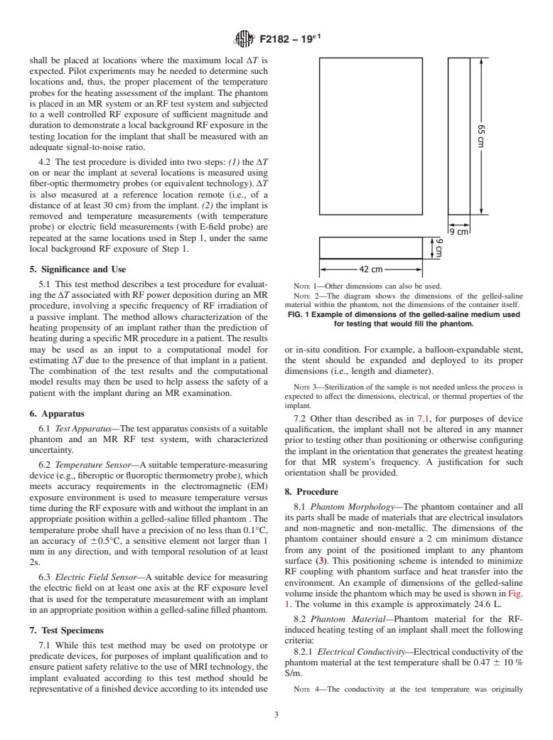 ASTM F2182-19e1 - Standard Test Method for Measurement of Radio Frequency Induced Heating On or Near Passive  Implants During Magnetic Resonance Imaging