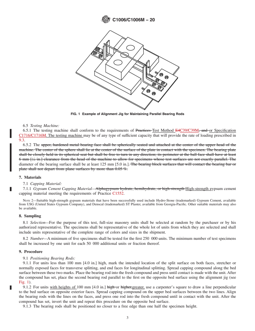 REDLINE ASTM C1006/C1006M-20 - Standard Test Method for Splitting Tensile Strength of Masonry Units