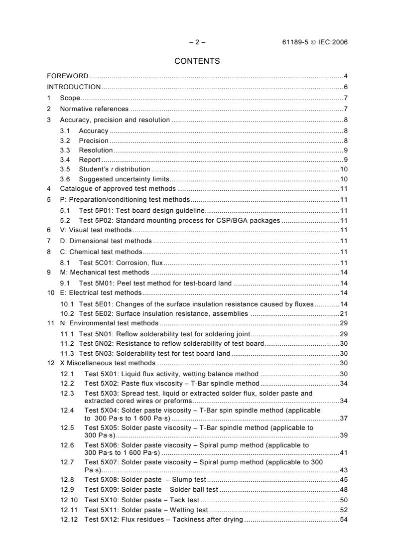 IEC 61189-5:2006 IEC 61189-5:2006 - Test methods for electrical materials, interconnection structures and assemblies - Part 5: Test methods for printed board assemblies - Page 4 preview