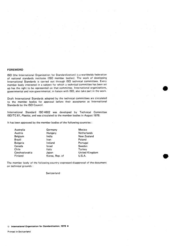 ISO 4602:1978 ISO 4602:1978 - Textile glass -- Woven fabrics -- Determination of number of yarns per unit length of warp and weft - Page 2 preview