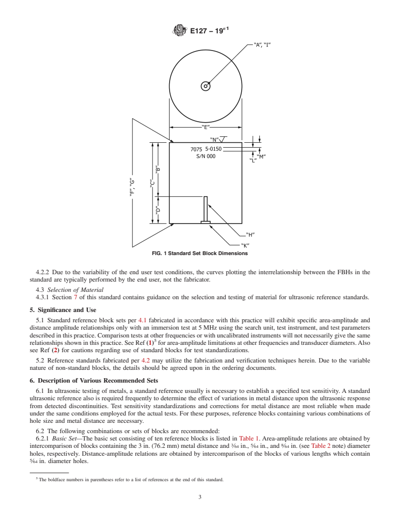 REDLINE ASTM E127-19e1 - Standard Practice for  Fabrication and Control of Flat Bottomed Hole Ultrasonic Standard  Reference Blocks