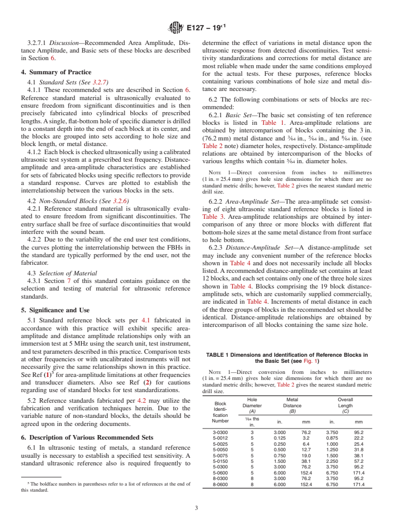 ASTM E127-19e1 - Standard Practice for  Fabrication and Control of Flat Bottomed Hole Ultrasonic Standard  Reference Blocks