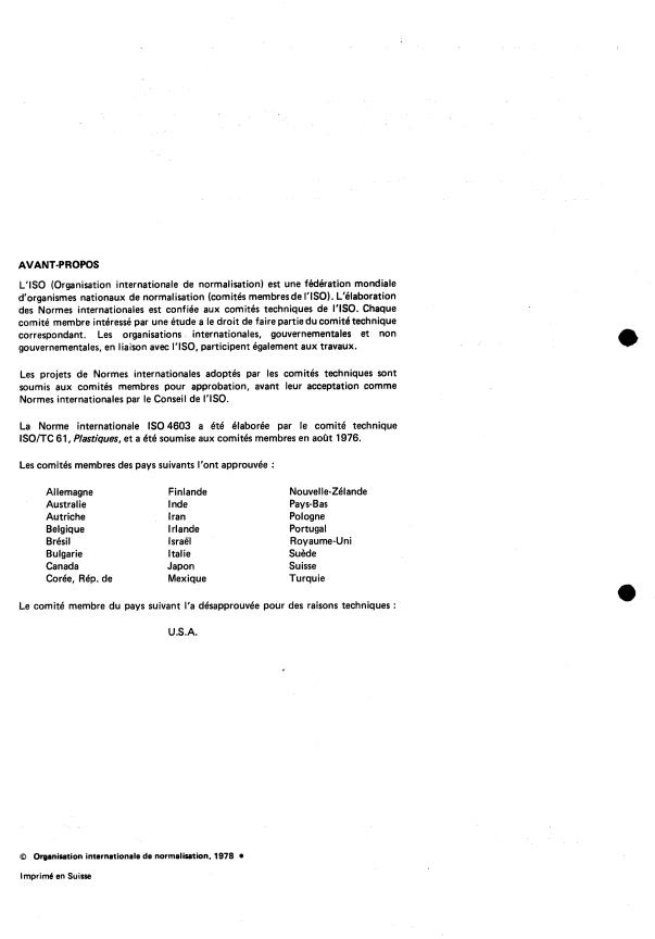 ISO 4603:1978 ISO 4603:1978 - Textile glass -- Woven fabrics -- Determination of thickness - Page 2 preview