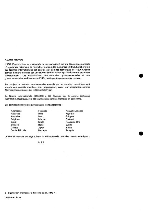ISO 4603:1978 ISO 4603:1978 - Verre textile -- Tissus -- Détermination de l'épaisseur - Page 2 preview
