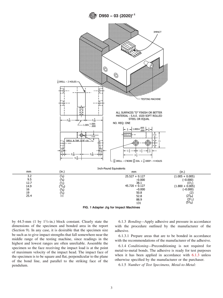 ASTM D950-03(2020)e1 - Standard Test Method for Impact Strength of Adhesive Bonds