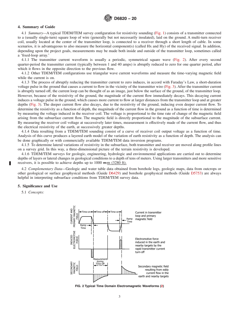 REDLINE ASTM D6820-20 - Standard Guide for Use of the Time Domain Electromagnetic Method for Geophysical  Subsurface Site Investigation