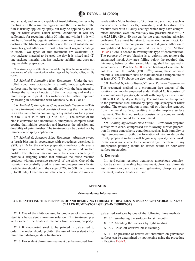 ASTM D7396-14(2020) - Standard Guide for Preparation of New, Continuous Zinc-Coated (Galvanized) Steel  Surfaces         for Painting