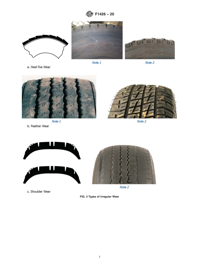 ASTM F1426-20 - Standard Practice for  Identifying Tire Tread Surface Irregular Wear Patterns Resulting  from Tire Use