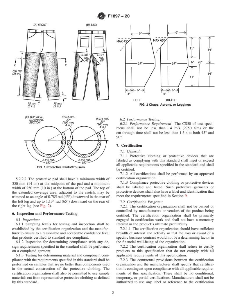 ASTM F1897-20 - Standard Specification for  Leg Protection for Chain Saw Users