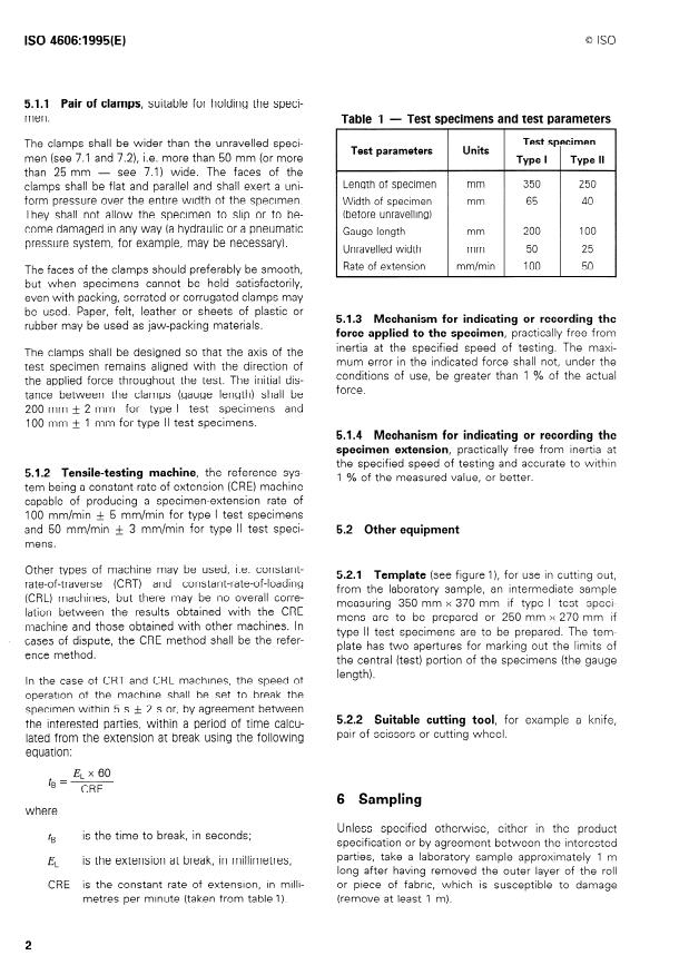 ISO 4606:1995 ISO 4606:1995 - Textile glass -- Woven fabric -- Determination of tensile breaking force and elongation at break by the strip method - Page 4 preview