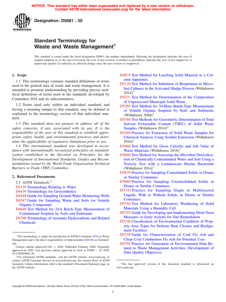 ASTM D5681-20 - Standard Terminology for  Waste and Waste Management