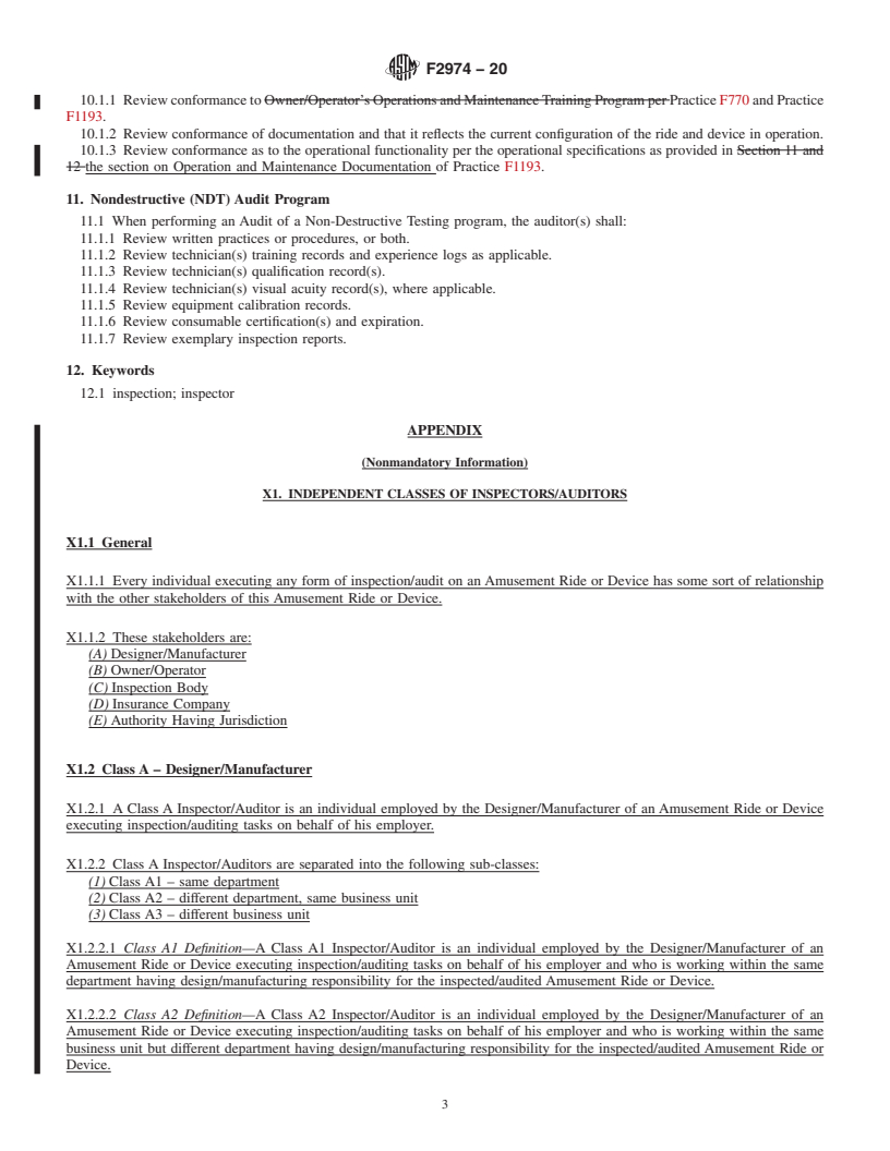 REDLINE ASTM F2974-20 - Standard Practice for Auditing Amusement Rides and Devices