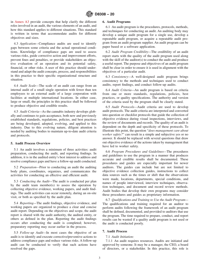 ASTM D8308-20 - Standard Practice for Cannabis/Hemp Operation Compliance Audits