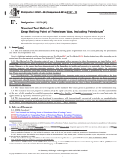 ASTM D127-19 REDLINE ASTM D127-19 - Standard Test Method for Drop Melting Point of Petroleum Wax, Including Petrolatum - Page 1 preview
